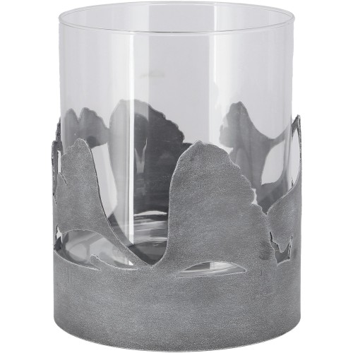 Metall Windlicht "Ginkgo" mit Glas